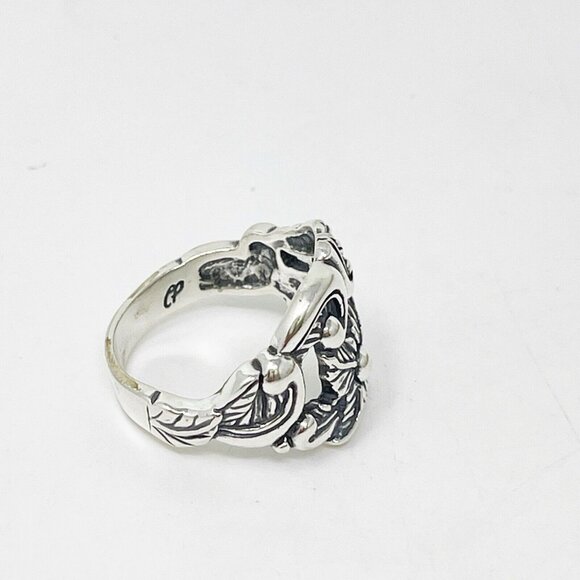 Carolyn Pollack Vintage 925 Sterling Silver Flower Motif Chunky Ring Size 9.75 - Picture 3 of 9